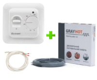 Нагрівальний кабель GrayHot (498Вт/34м) з терморегулятором RTC 70.26