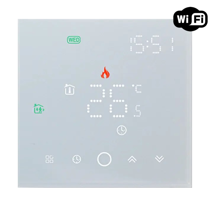Стеклянный терморегулятор Ecoset BHT 003 Wi-Fi с датчиком пола 3м