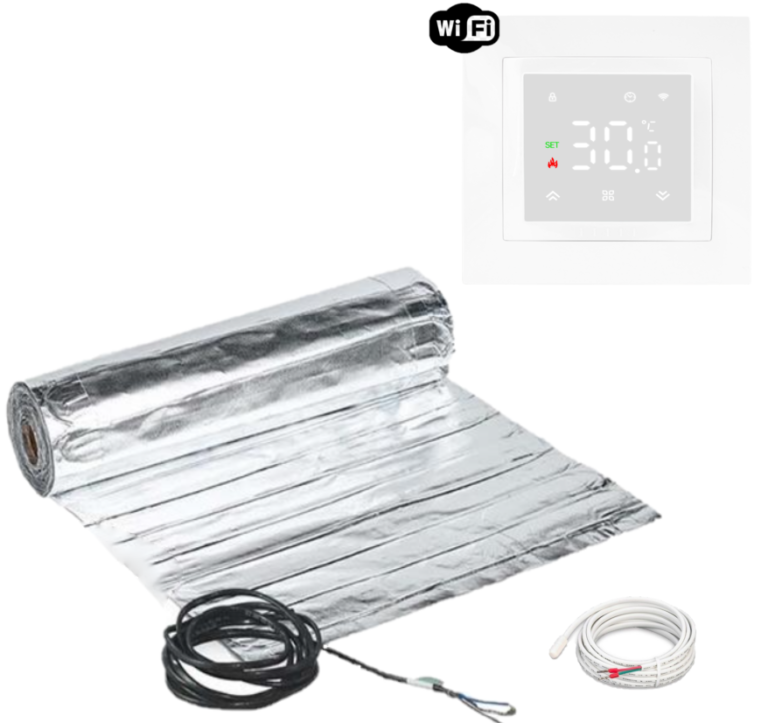 Алюмінієвий мат Mexell (1м2/150Вт) з терморегулятором Ecoset PWT 005 Wi-Fi