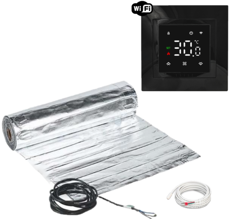 Алюмінієвий мат Mexell (2м2/300Вт) з терморегулятором Ecoset PWT 005 Wi-Fi
