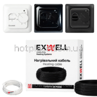 Нагрівальний кабель Exwell 53м 1060Вт з терморегулятором Ecoset RTC70.26 для теплої підлоги під плитку, в стяжку, під ламінат