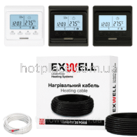 Нагрівальний кабель Exwell 7м 140Вт з терморегулятором Ecoset Е51 для теплої підлоги під плитку, в стяжку, під ламінат
