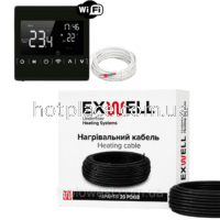 Нагрівальний кабель Exwell 11м 220Вт з терморегулятором Ecoset 1823 Wi-Fi для теплої підлоги під плитку, в стяжку, під ламінат
