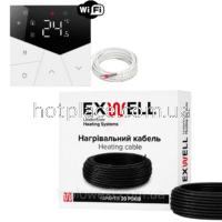 Нагрівальний кабель Exwell 120м 2400Вт з терморегулятором Ecoset TGP55 Wi-Fi для теплої підлоги під плитку, в стяжку, під ламінат