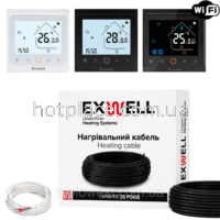 Нагрівальний кабель Exwell 11м 220Вт з терморегулятором Ecoset PWT 002 Wi-Fi для теплої підлоги під плитку, в стяжку, під ламінат