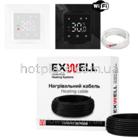 Нагрівальний кабель Exwell 16м 320Вт з терморегулятором Ecoset PWT 005 Wi-Fi для теплої підлоги під плитку, в стяжку, під ламінат