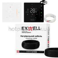 Нагрівальний кабель Exwell 11м 220Вт з терморегулятором Ecoset PWT 006 Wi-Fi для теплої підлоги під плитку, в стяжку, під ламінат