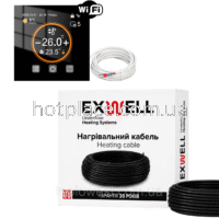 Нагрівальний кабель Exwell 95м 1900Вт з терморегулятором Ecoset PWT 007 Wi-Fi для теплої підлоги під плитку, в стяжку, під ламінат