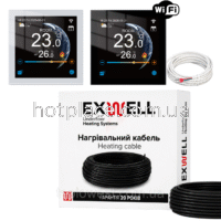 Нагрівальний кабель Exwell 11м 220Вт з терморегулятором Ecoset PWT 008 Wi-Fi для теплої підлоги під плитку, в стяжку, під ламінат