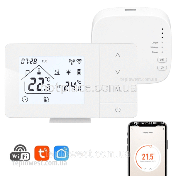 Безпровідний терморегулятор BEOK BOT-506RF (R11) з WI-FI для котла (газового або електричного) (Dry contact) Tuya Smart/Smart Life